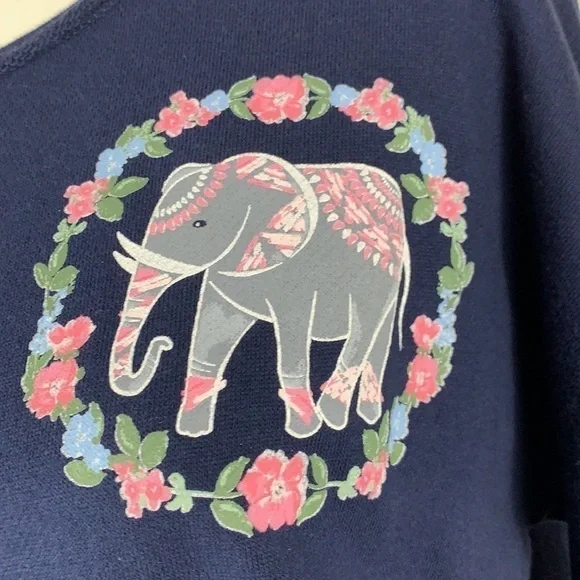 Crown & Ivy 3/4 Raw Edge Ellie Sweeper Top Navy M - Picture 11 of 13